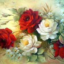 Схема вышивки «розы и ромашки»