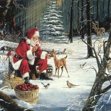 Схема вышивки «санта в зимнем  лесу»