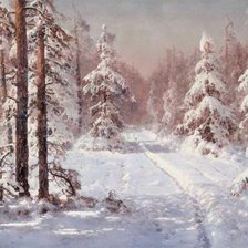 Схема вышивки «тропинка в зимнем лесу»