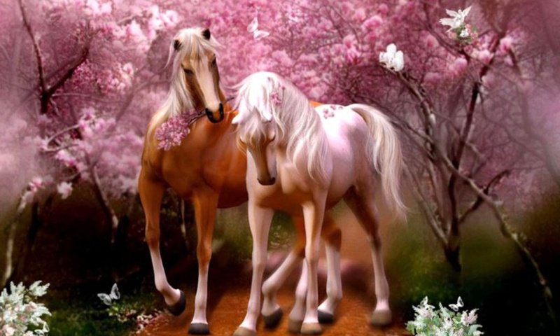 весенняя встреча - лошади - оригинал