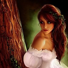 Схема вышивки «Девушка у дерева»