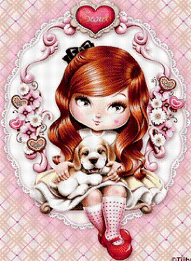 Девочка с собачкой - животные, картинка, собачка, дети, девочка, детское - предпросмотр