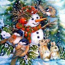 Схема вышивки «Снеговик»