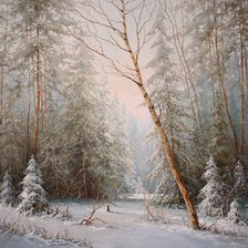 Схема вышивки «утро в зимнем лесу»