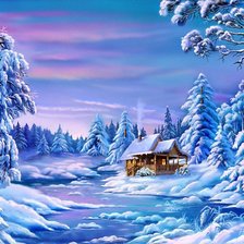 Схема вышивки «зимний пейзаж»