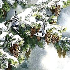 Схема вышивки «шышкари на ели»