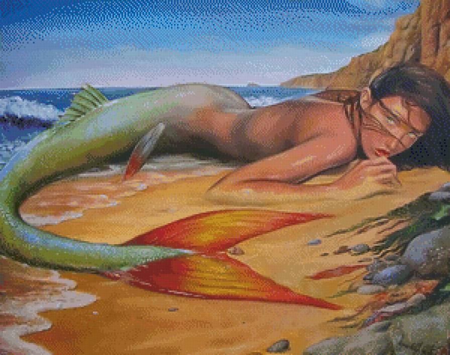 Русалка 6 - пейзаж, море, русалка - предпросмотр