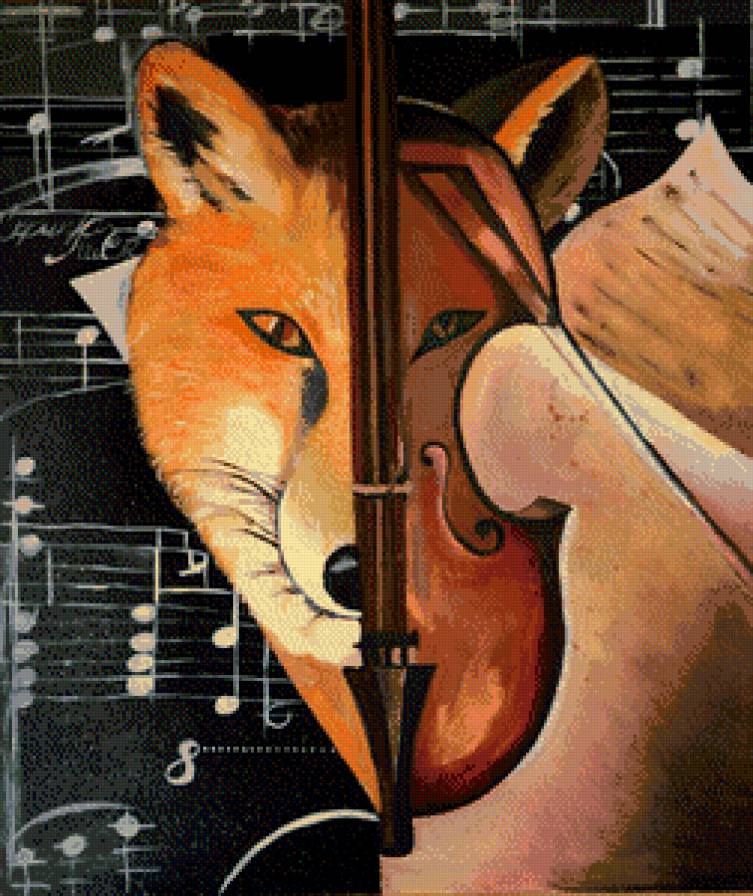 Скрипка - лиса - лиса, животные, скрипка - предпросмотр