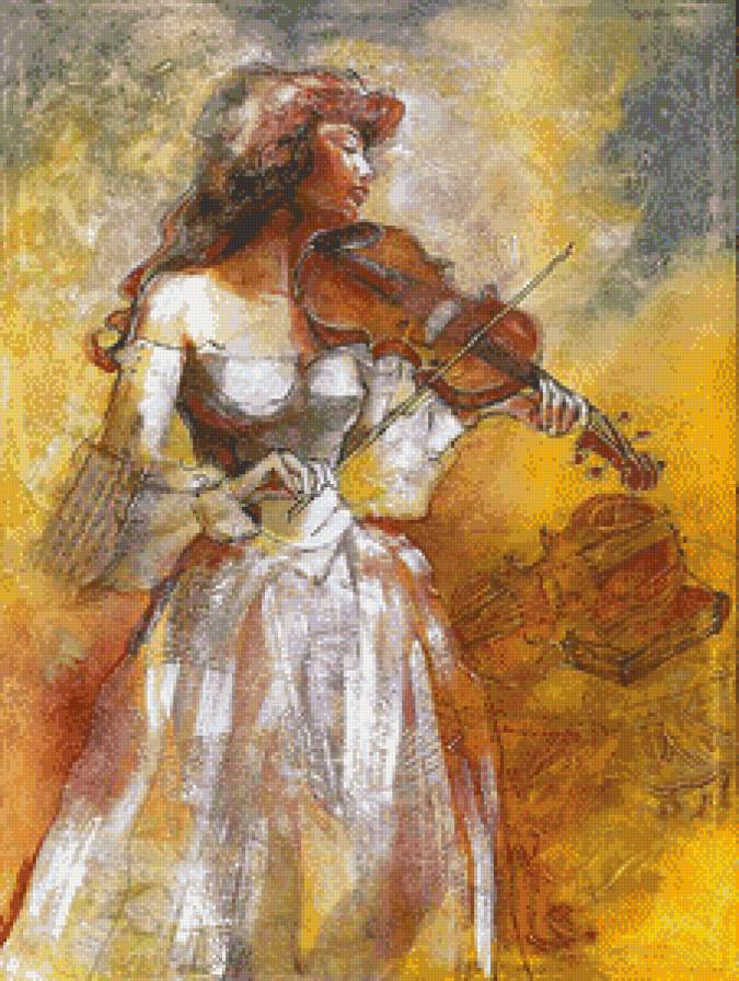 Серия "Тонкие линии" - скрипка, девушка - предпросмотр