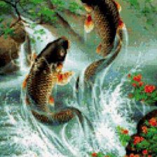 Схема вышивки «карпы прыгуны»