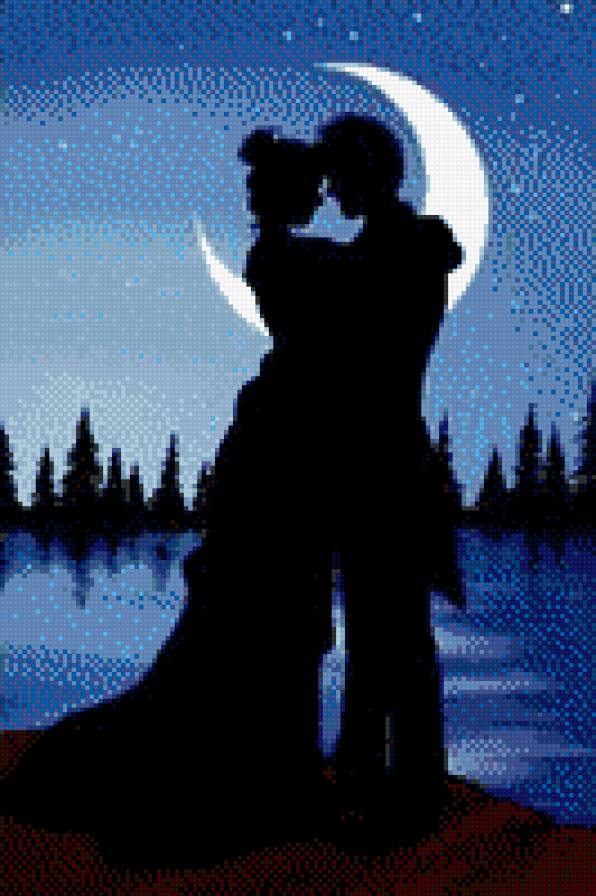 Свидание - девушка, свидание, луна, мужчина, пара - предпросмотр