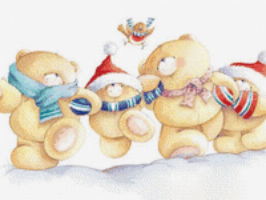 мишки новый год 2 - хоровод, новый год, мишки, зима, детская - предпросмотр