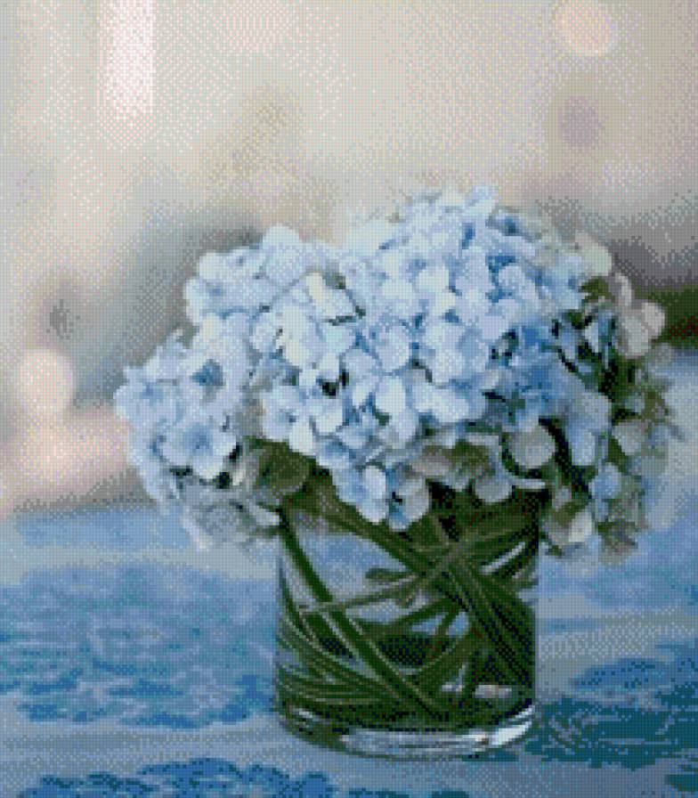 Натюрморт в голубых тонах - голубое, цветы, натюрморт, пастель - предпросмотр