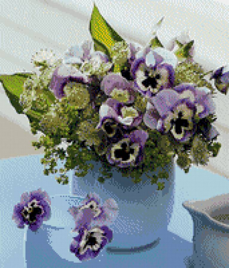 Анютины глазки - букет, цветы, анютины глазки, натюрморт - предпросмотр