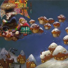 Схема вышивки «Деревушка и кексы»