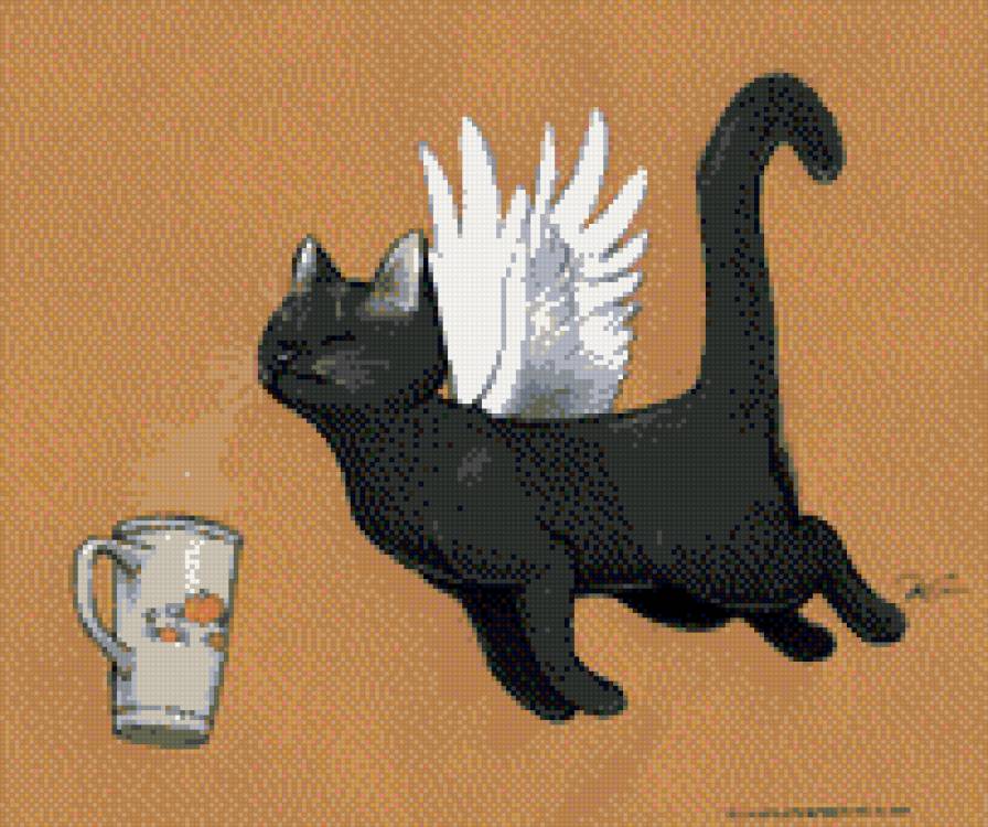 Доброе утро - крылья, утро, кошка, кофе - предпросмотр