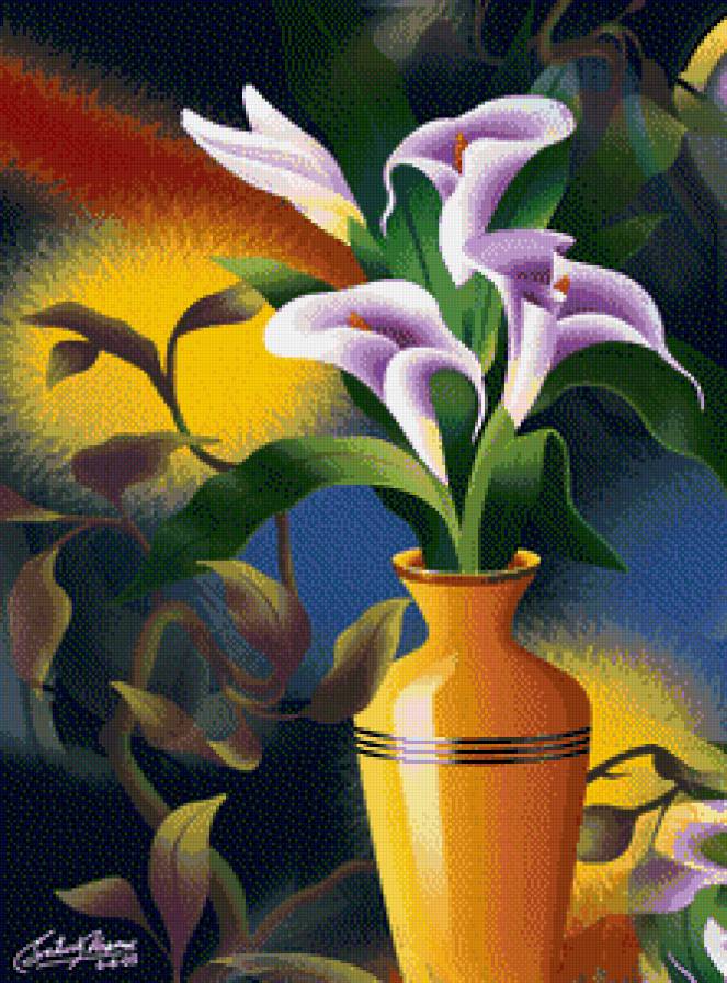 Каллы - живопись, натюрморт, картина, каллы, цветы - предпросмотр