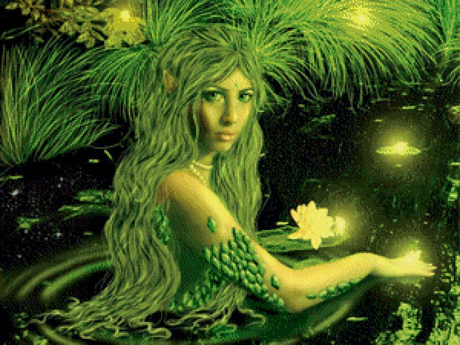 Речная нимфа - девушка, эльфийка, фэнтези, красавица - предпросмотр