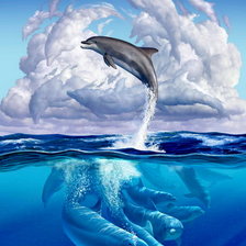 Схема вышивки «дельфины»