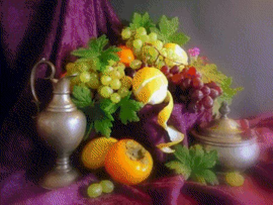Натюрморт с фруктами и кувшином - кувшин, фрукты, натюрморт - предпросмотр