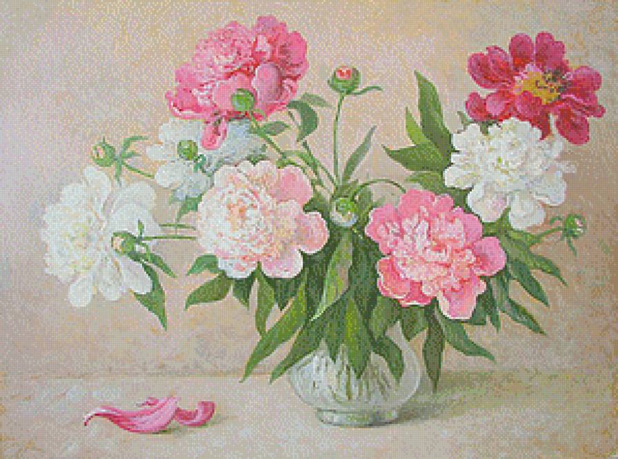 Акварельные пионы - акварель, живопись, картины, пионы, цветы - предпросмотр