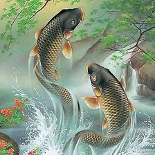 Схема вышивки «Танцующие карпы»