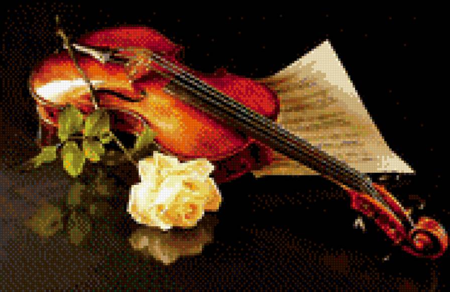 скрипка с розой - предпросмотр