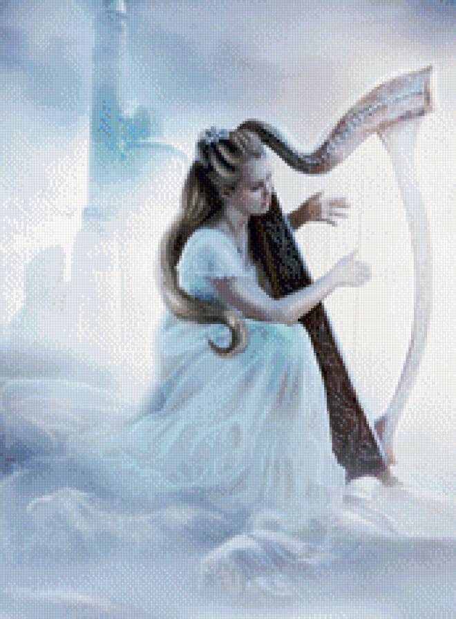 небесная мелодия - арфа, девушка - предпросмотр