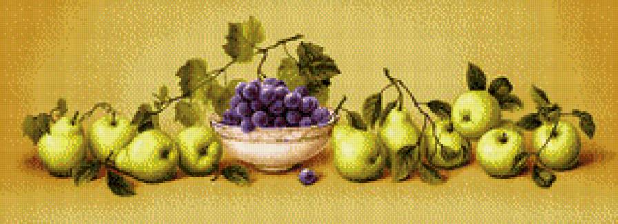 Груши с виноградом - натюрморт, фрукты - предпросмотр