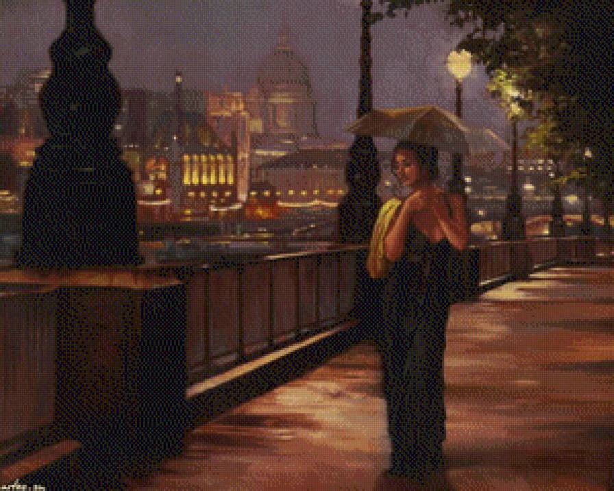 вечер - женщина, город - предпросмотр