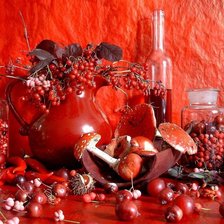 Схема вышивки «Красный натюрморт с мухоморами»