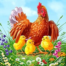 Схема вышивки «Курочка с цыплятами»