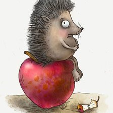 Схема вышивки «Ёжик на яблоке»