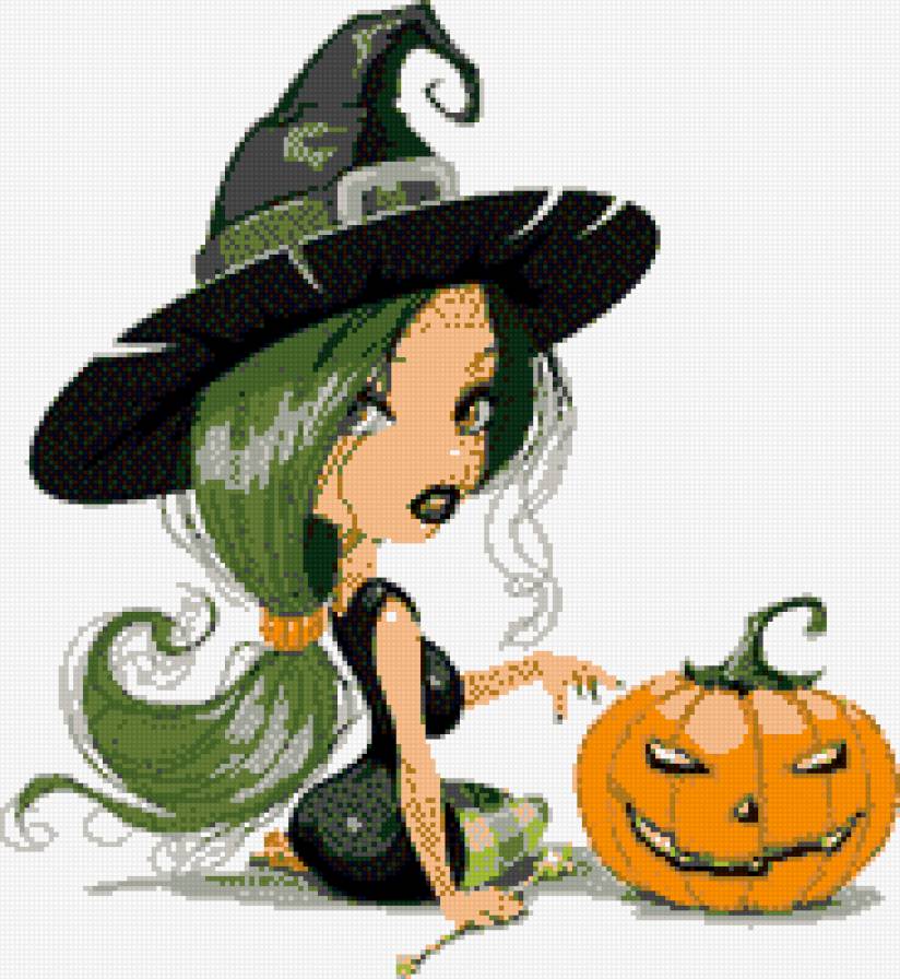 Ведьмочка - тыква, ведьма - предпросмотр