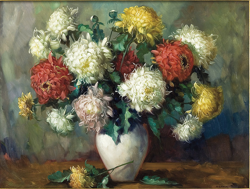 натюрморт хризантемы - картины, цветы, натюрморт, картина - оригинал