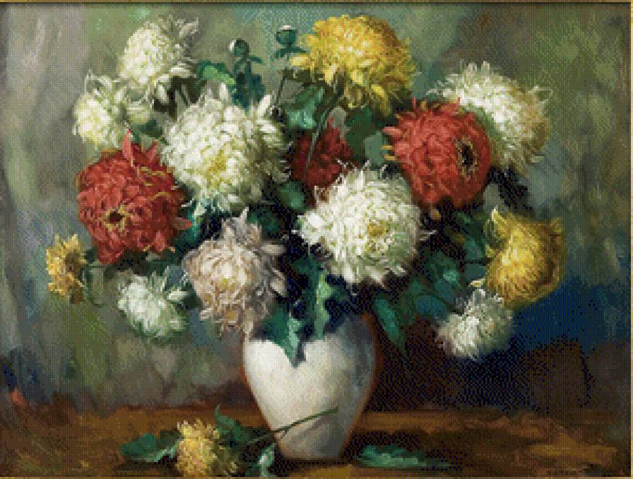 натюрморт хризантемы - картина, цветы, картины, натюрморт - предпросмотр