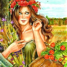 Схема вышивки «девушка в поле»