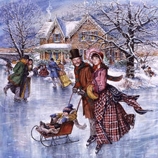 Схема вышивки «Втроем на катке»