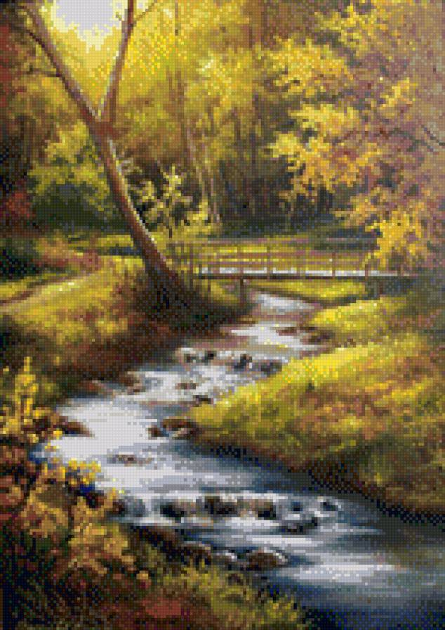 лесная речка - пейзаж, природа, река, лес - предпросмотр