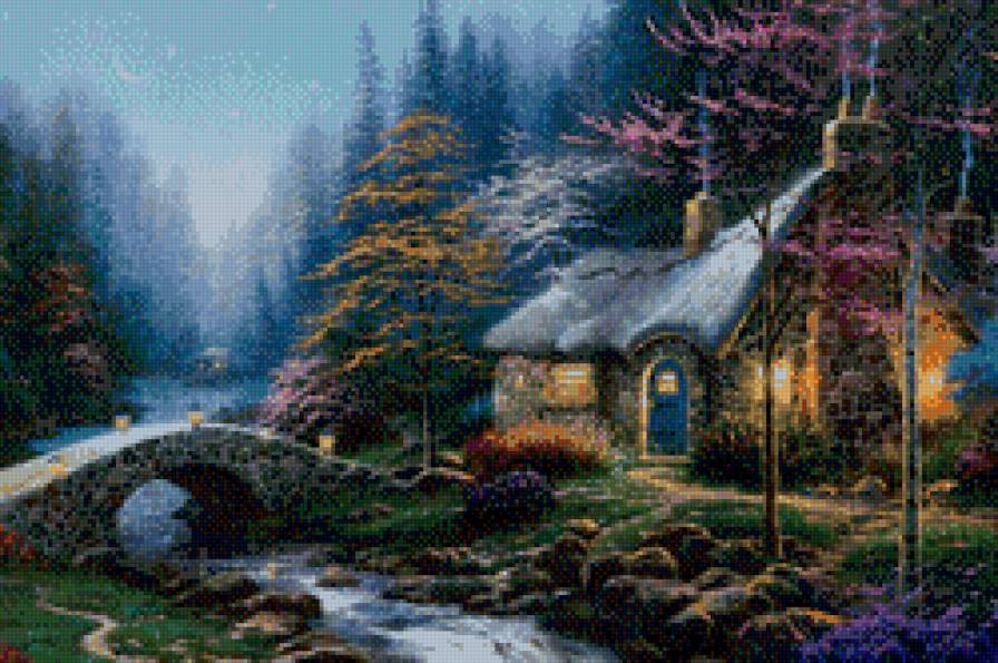 Томас Кинкейд - вечер, огни, дом - предпросмотр