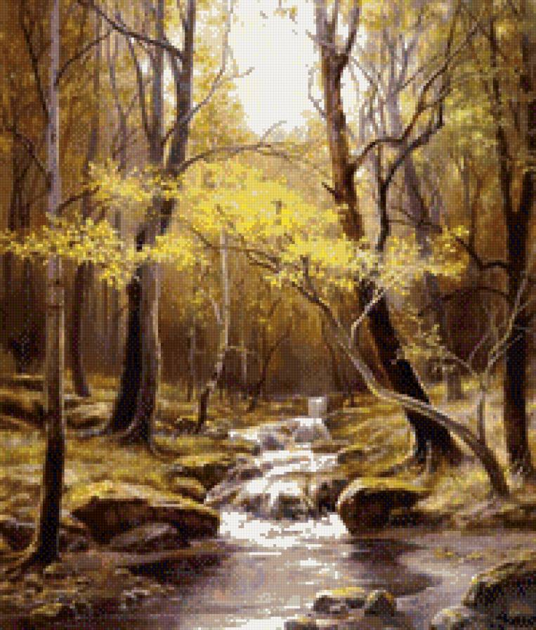 лесной ручей - осень, природа, ручей, пейзаж, лес - предпросмотр