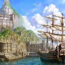 Схема вышивки «корабль в гавани»