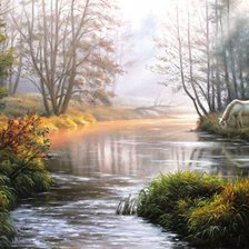 лошадь на водопое