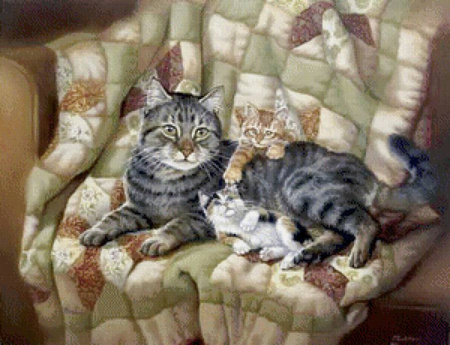 джуди гибсон 40 кошка и котята - картина, подарки, уют, джуди гибсон, дом, кошка, коробка, котенок, кот - предпросмотр