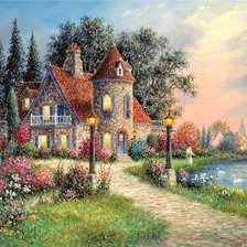 Схема вышивки «домик у озера»