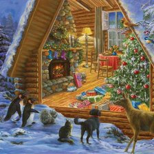 Схема вышивки «зверушки у избушки»