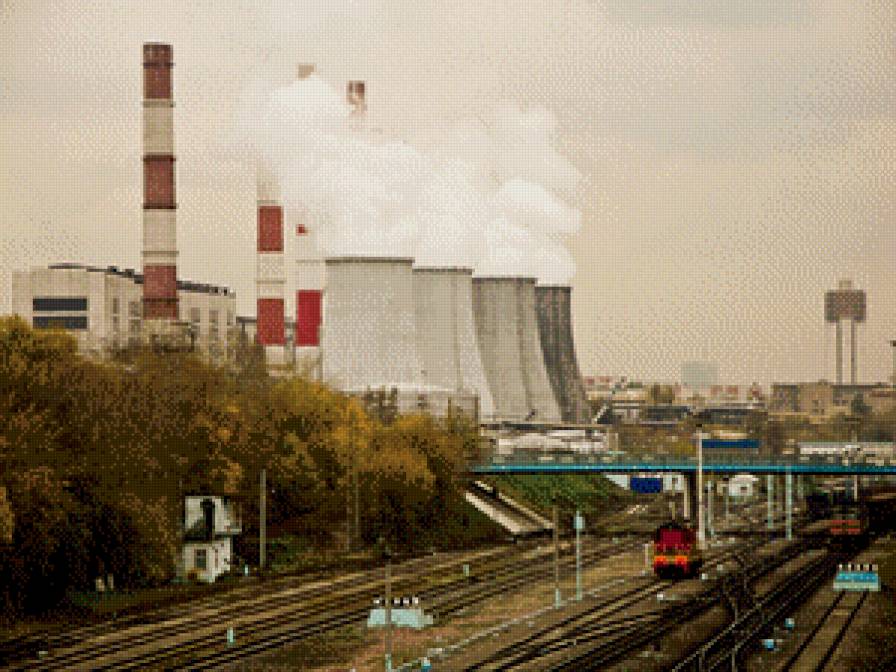 Вид с Загородного путепровода - транаспорт, железная, тепловоз, путепровод, труба, дорога - предпросмотр