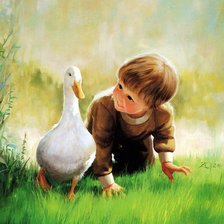 Схема вышивки «Мальчик и гусь»