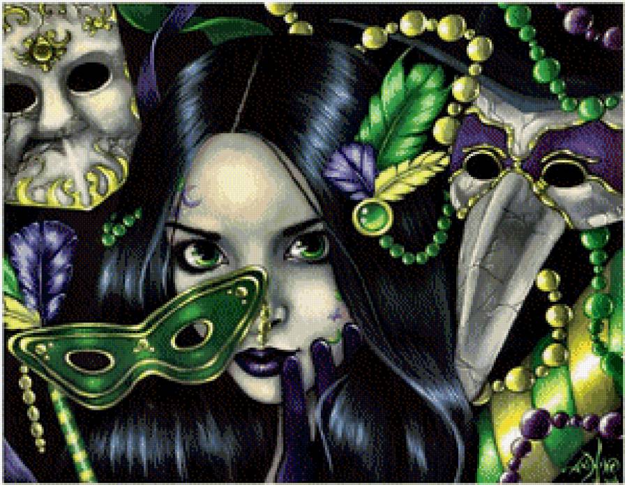 Маскарад - девушка, маска, красавица - предпросмотр