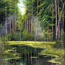 Схема вышивки «лесное озеро»